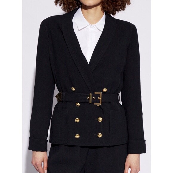 emporio armani fitted double breasted blazer jacket Belted Emblem Sz 42 / 4 - Picture 1 of 16